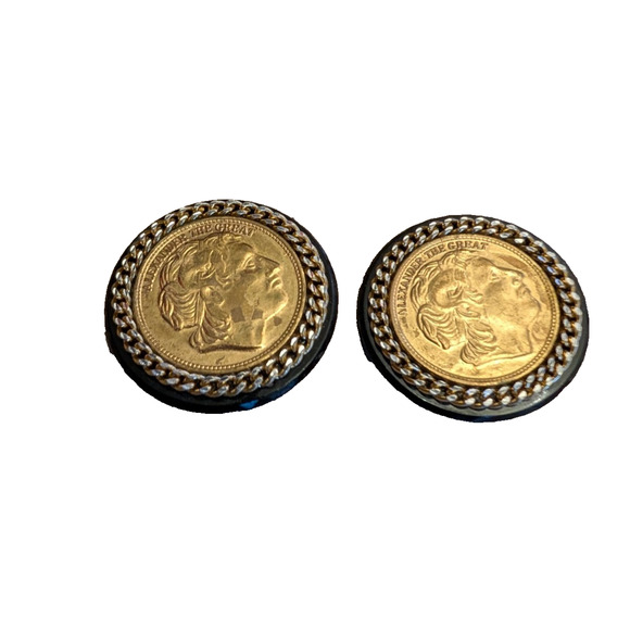 Vintage Greek Coin Alexander the Great by Eva K. Designs CLIP earrings - Picture 1 of 4
